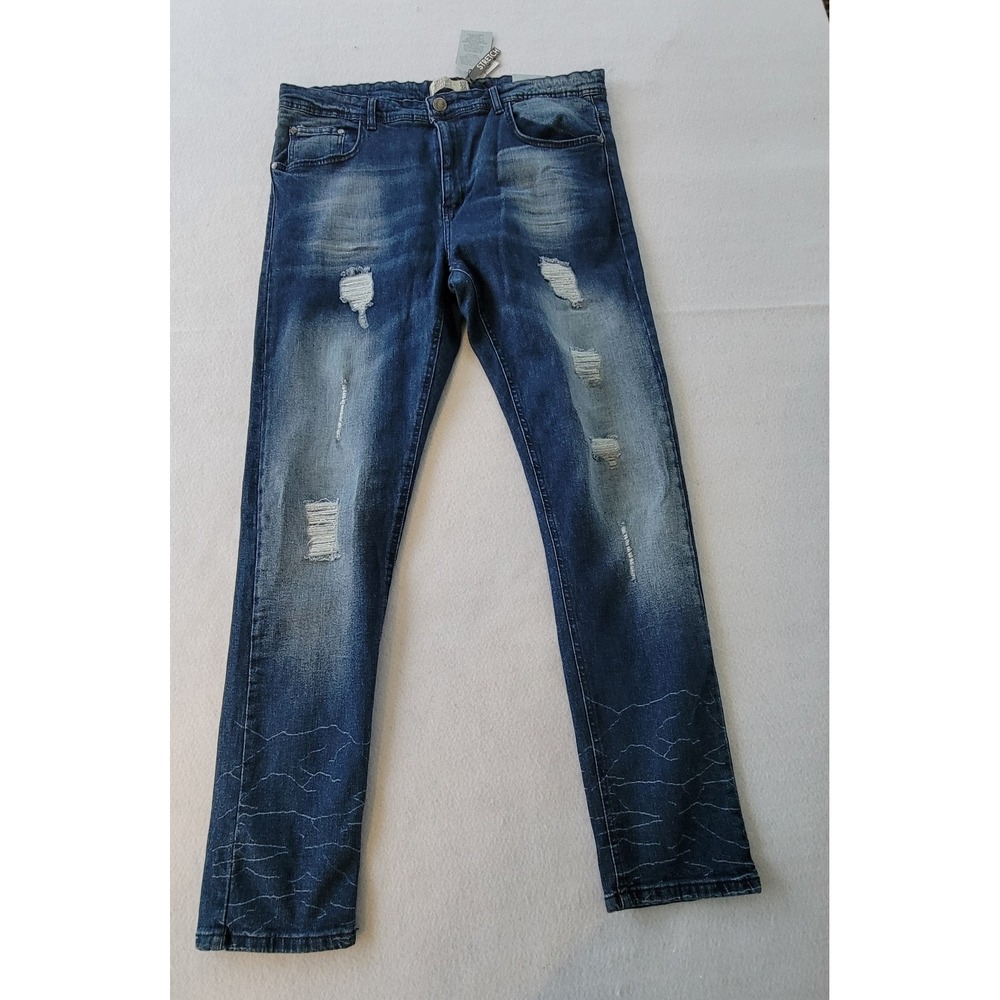 Trestles‎ Supply RippedDistressed Faded Dark Blue MenJeansDenim  38x32 (2) 36x32